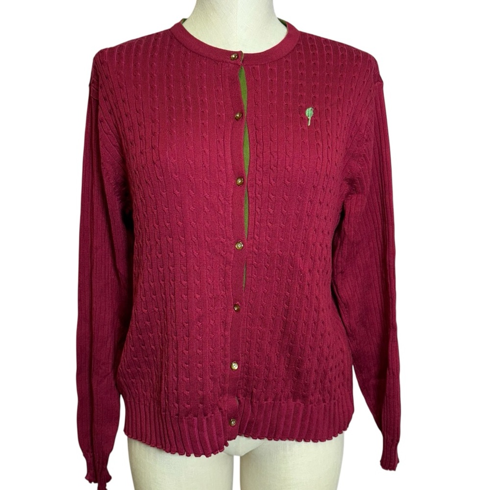 Cappagallo vibrant button up cardigan pink sweater petite extra large